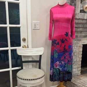 NWT Johnny Was Pink Floral Ombre Midi Dress S